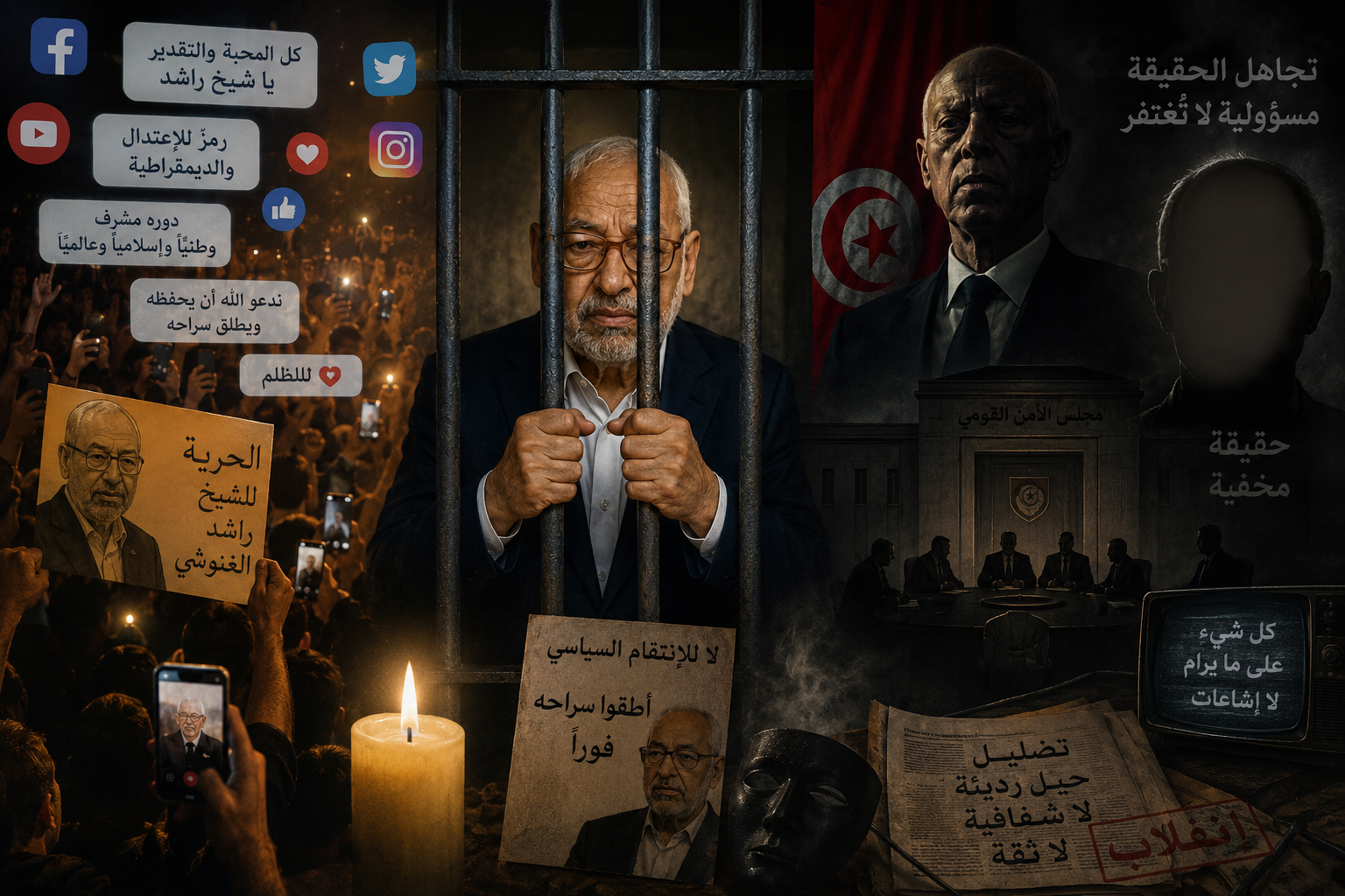 بين حالة الشيخ راشد الغنوشي الصحية وحالة قيس سعيد الصحية أيضا