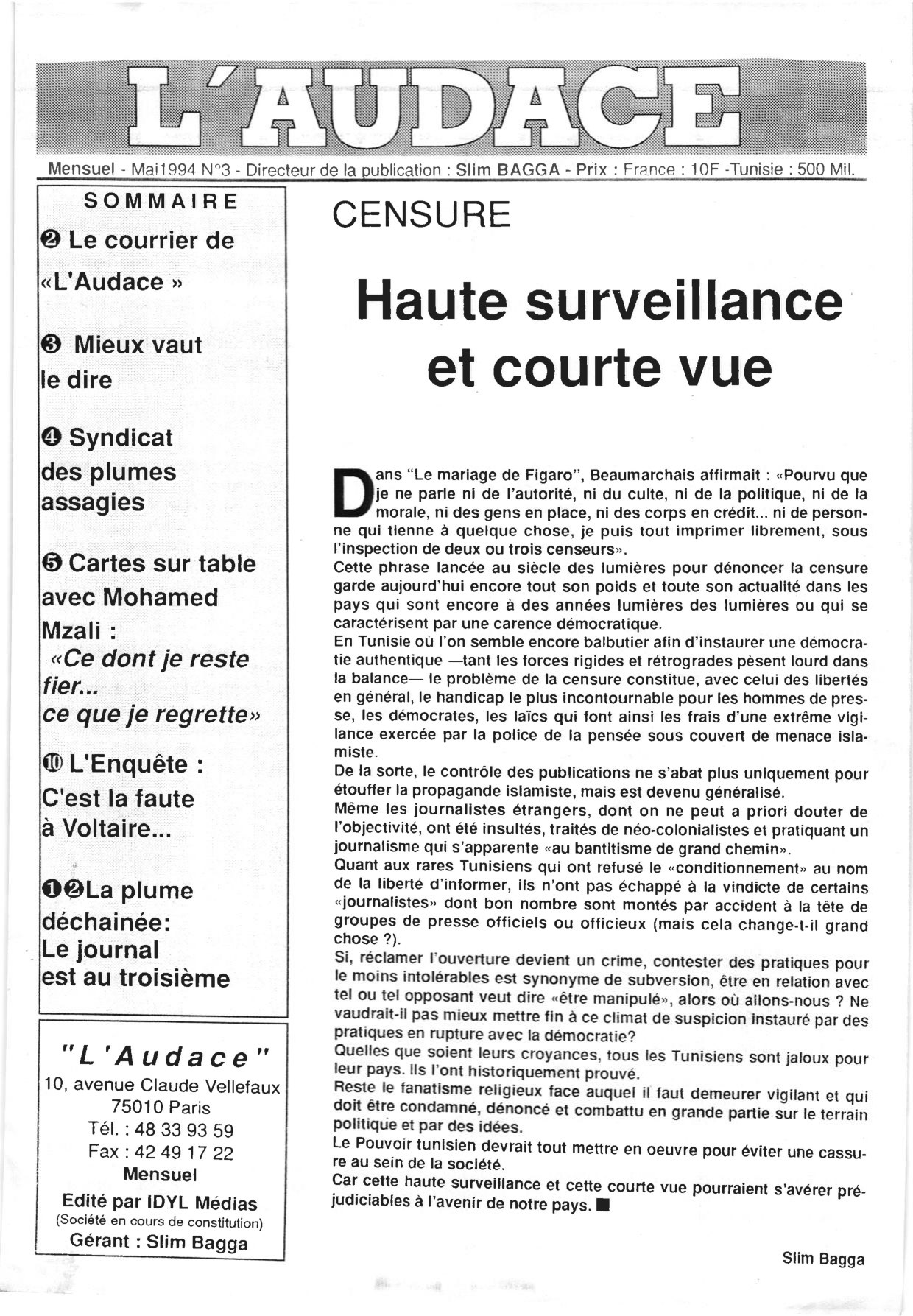 L'AUDACE - N° 03 - Mai 1994