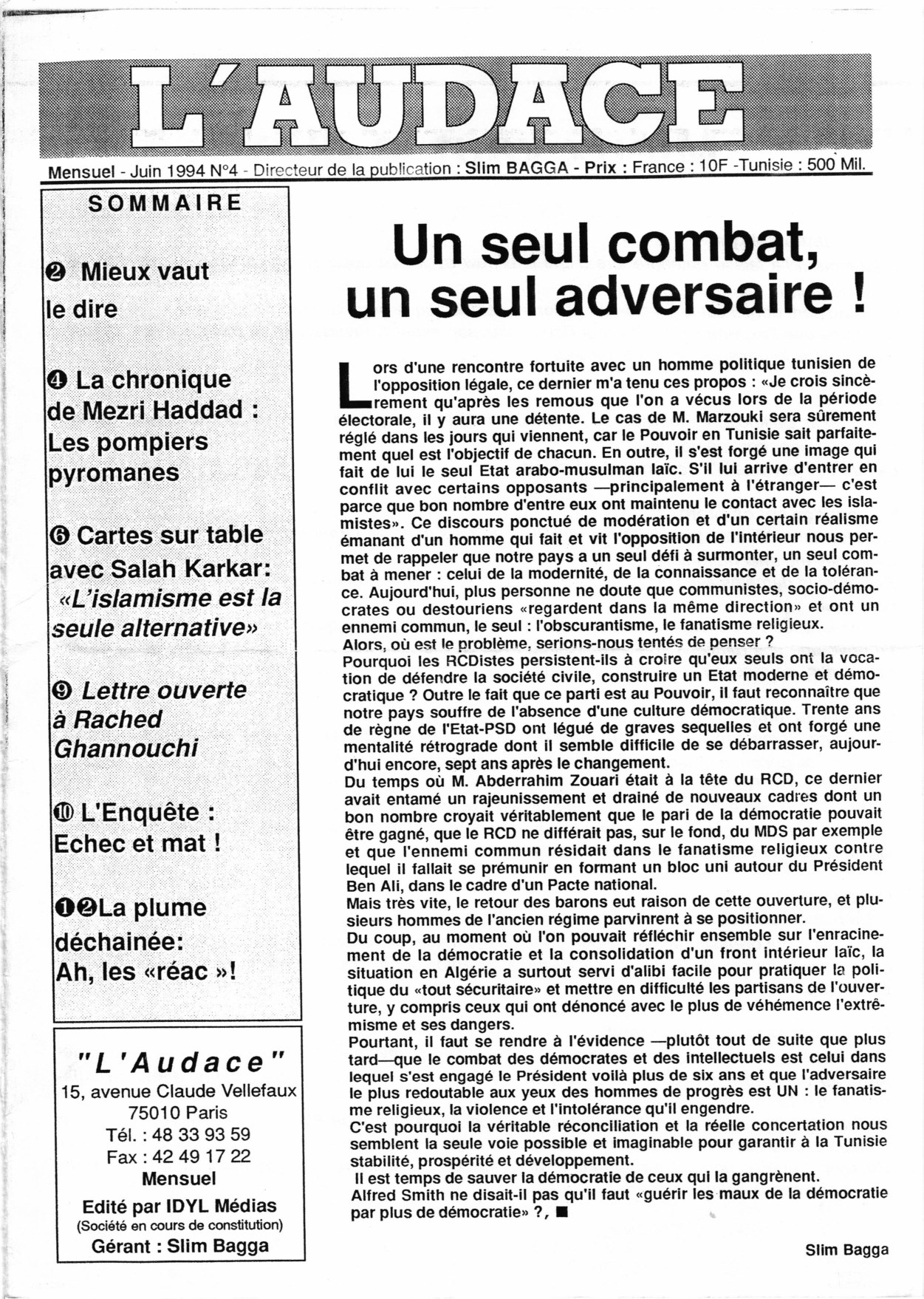 L'AUDACE - N° 04 - Juin 1994