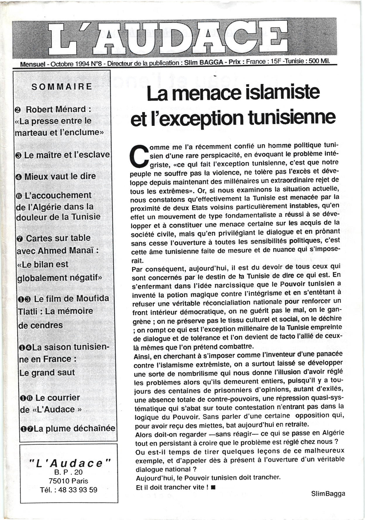 L'AUDACE - N° 08 - Octobre 1994