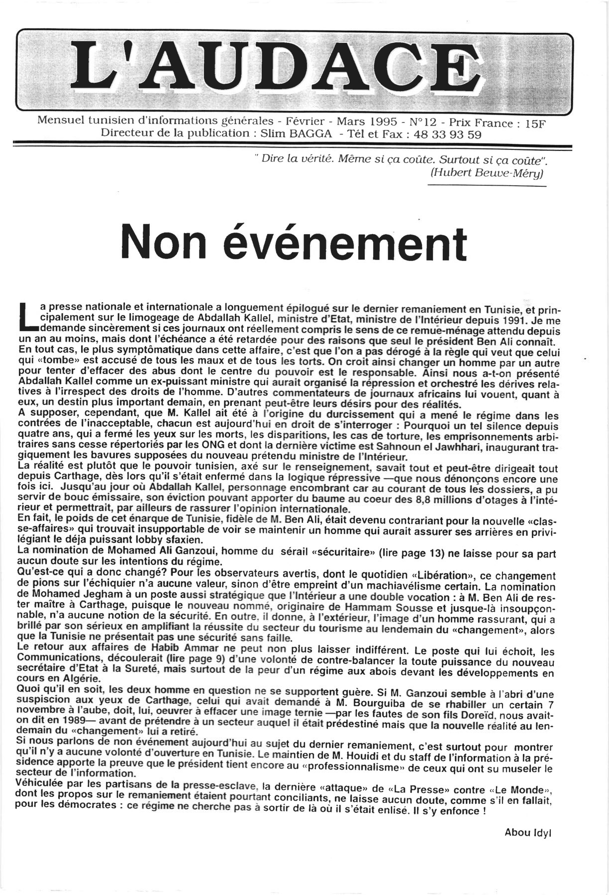 L'AUDACE - N° 12 - Février 1995