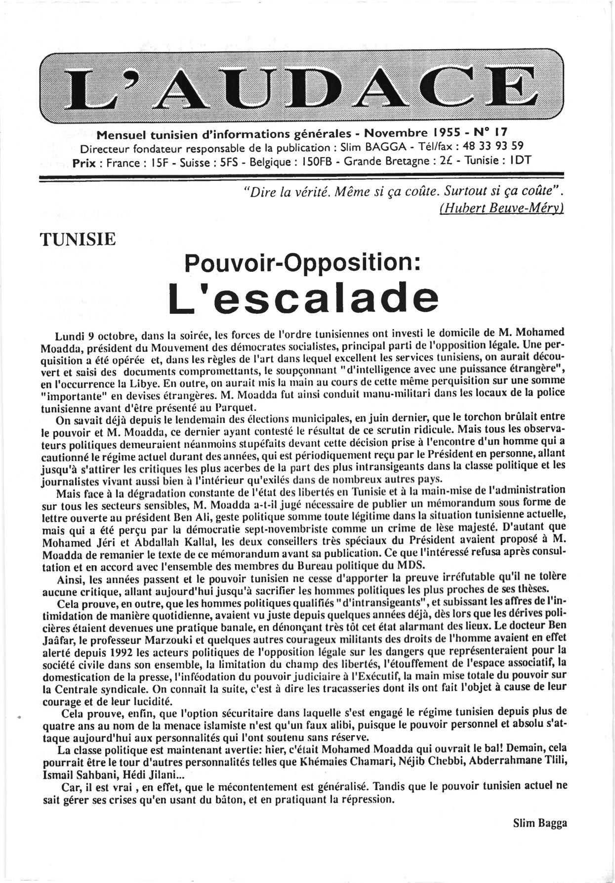 L'AUDACE - N° 17 - Novembre 1995