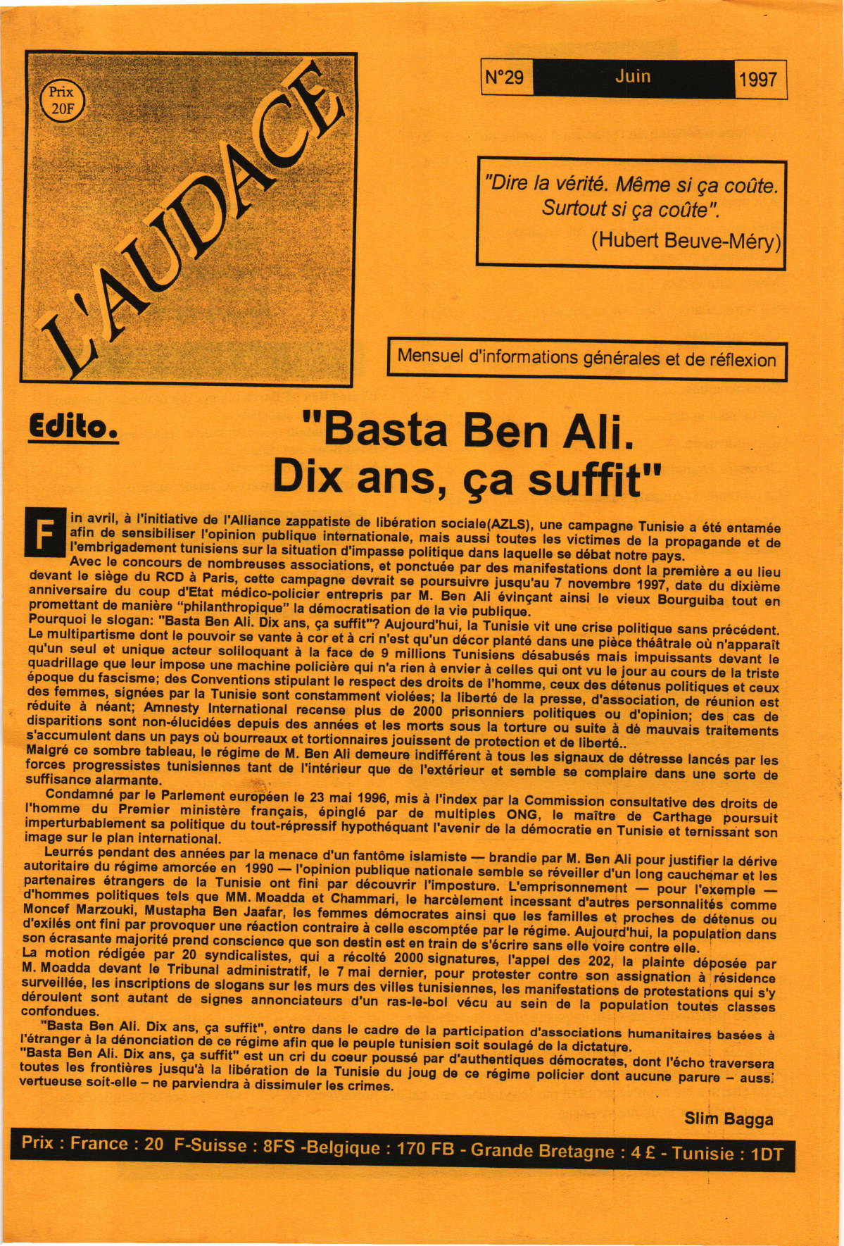 L'AUDACE - N° 29 - Juin 1997