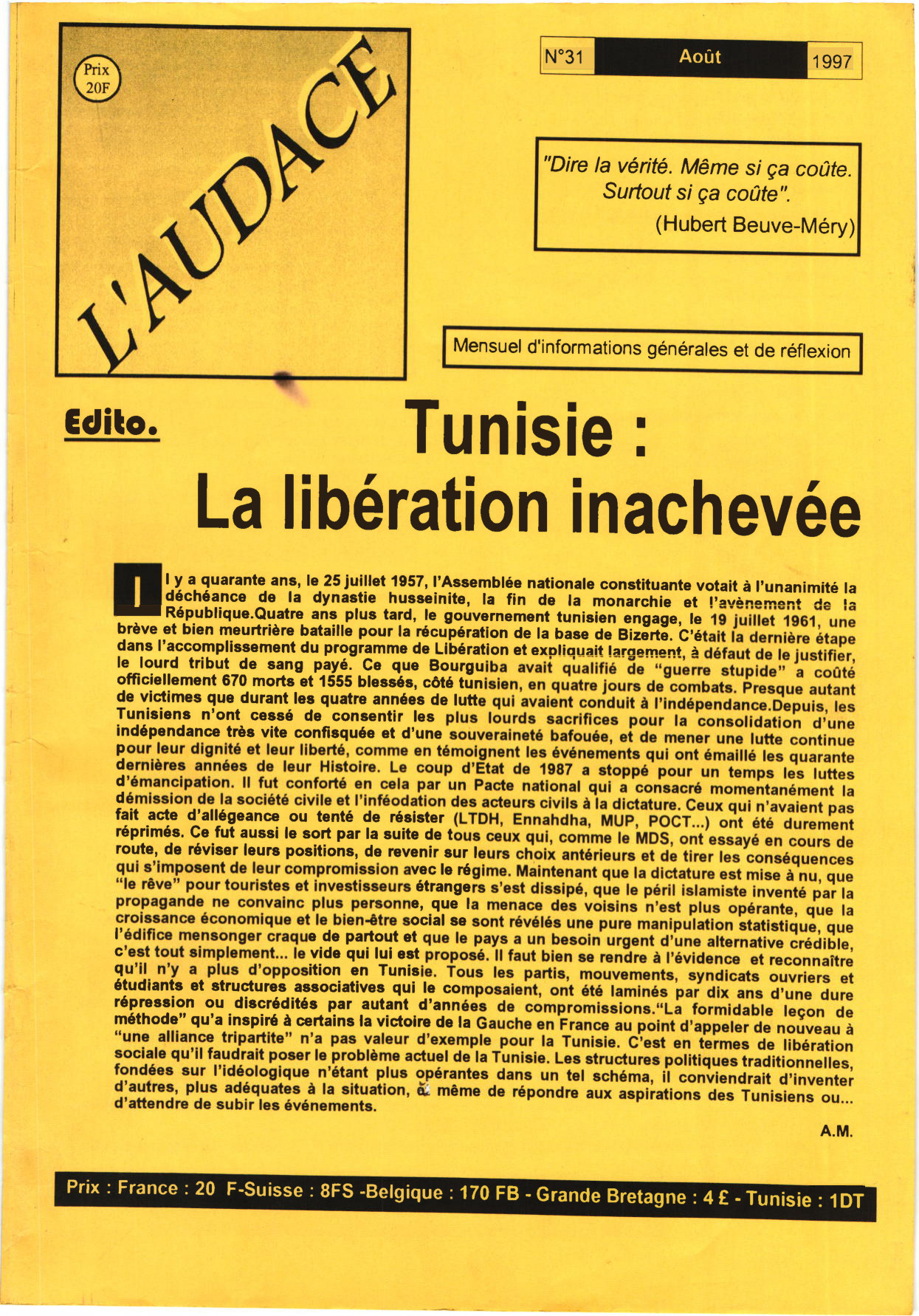 L'AUDACE - N° 31 - Août 1997