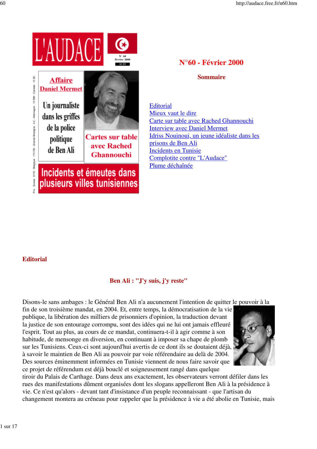 L'AUDACE - N° 60 - Février 2000
