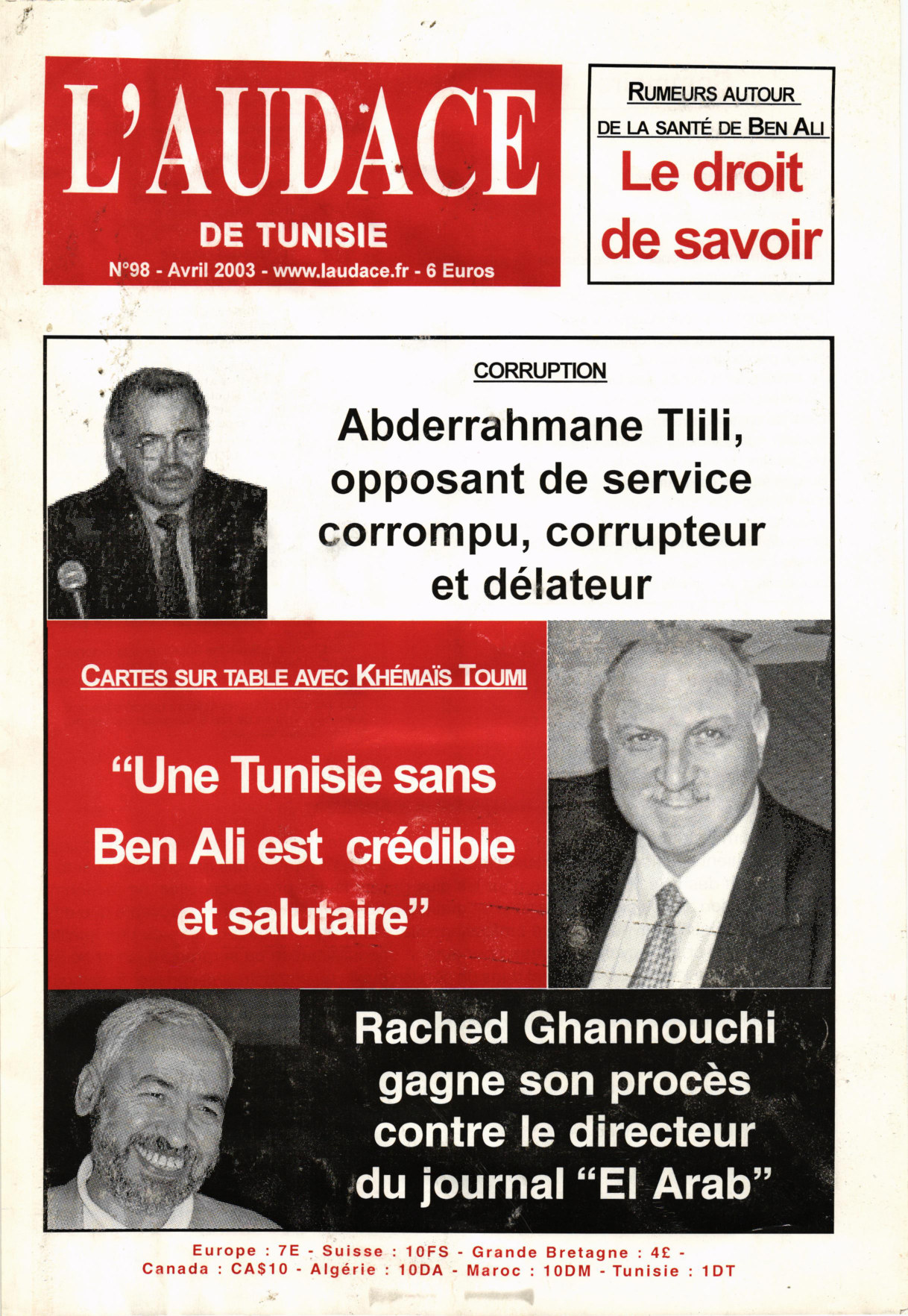 L'AUDACE - N° 98 - Avril 2003